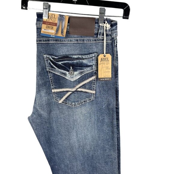 T.K Axel NWT Mens 38X32 Slim Boot Stretch Denim Jeans 5 Back Flap Pockets Rugged - Picture 10 of 10